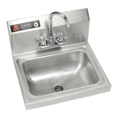 Aero Aero Wall Mount Stainless Steel Hand Sink 14"W 10"D With 7" Gooseneck Faucet, 8" Backsplash XHSF